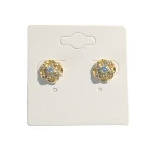 14k Yellow Gold over 925 Sterling Silver Wrap Stud Earrings Round Cut CZ Posts